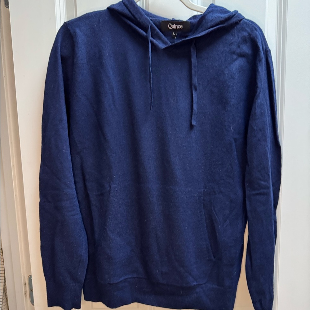 Quince Merino Wool Navy Blue Hoodie